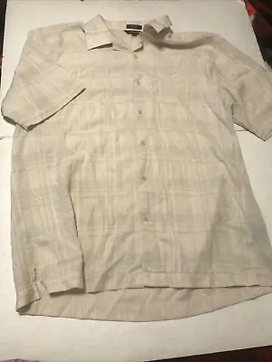 Elliott Shirt Mens Size XL Beige Plaid Short Sleeves Sheer 3826 • $18.49