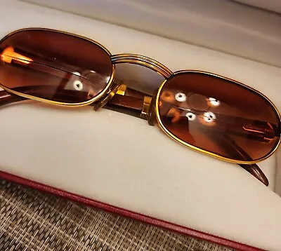 $100 • Buy Cartier Vintage Sunglasses 49/20 -- Authentic/with Box/Original Papers Woodframe