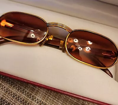 $100 • Buy Cartier Vintage Sunglasses 49/20 -- Authentic/with Box/Original Papers Woodframe