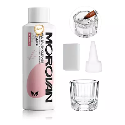 Nail Brush Cleaner Kit: Acrylic Nail Brush Cleaner 4Oz Nails Solution With Glass • $21.99