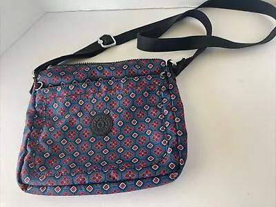 Kipling Medium Crossbody Bag SEBASTIAN Navy Blue Geometric Shoulder Crossover • $22