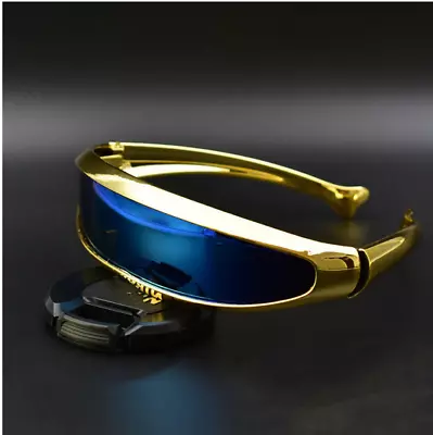 2023 Retro Futuristic Glasses Luxury Men Sunglasses Women Eyewear Vintage Gold • $15.99