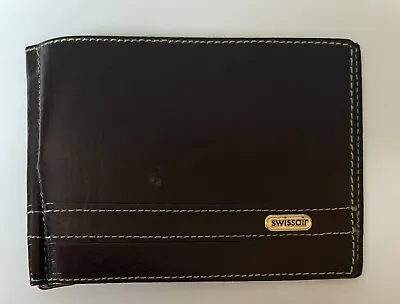 Bally Swiss Air Vintage Brown Leather Contrast Stitch Bi Fold Money Clip Holder  • $18.99
