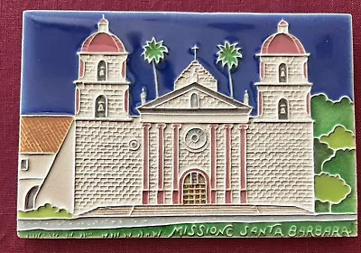 Santa Barbara Mission Ceramic Tile Art Textured Signed Salerno Italy • $24