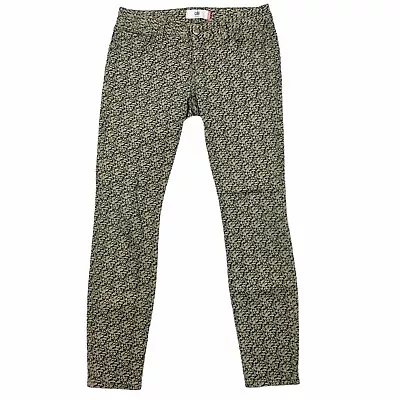 Cabi Skinny Straight Leg Mid Rise Jeans Floral Camo Print Stretch Pants Green 4 • $14.99