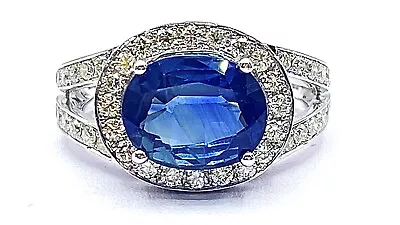 4.08 Ct NATURAL DIAMOND & SAPPHIRE Mens Pinky Ring SOLID 18k White GOLD • $1888