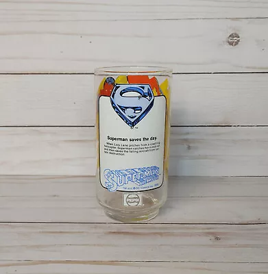 1978 Superman The Movie DC COMICS  Superman Saves The Day  PEPSI Drinking Glass • $10.95