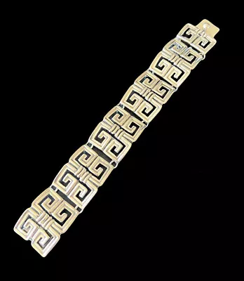 Margot De Taxco Mexican Art Deco 925 Silver Pre Colombian Greek Key Bracelet • $695