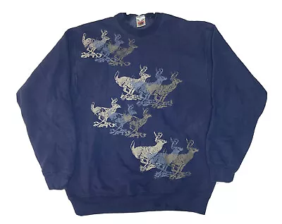 Vintage 90s Deer Hunting Nature Outdoor Crewneck Sweatshirt Size XL/2XL   • $24.95