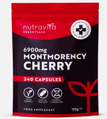 Montmorency Cherry 6900mg | 240 Capsules | Tart Cherry Extract | Vegan Made UK • £9.95