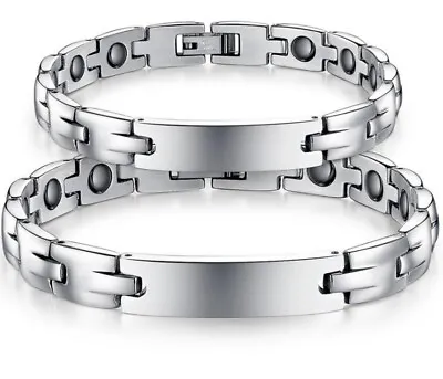 Men Women Titanium Stainless Steel Pain Relief Bar Magnetic Therapy Bracelet 8  • $20.50