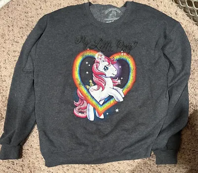 My Little Pony Sweater Gray Fleece Crewneck Sweatshirt  Womens Medium/Large • $30