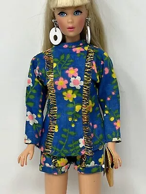 Vintage Barbie Clothes Clone Doll Outfit Modern Miss Blue Floral Top And Shorts • $39.99