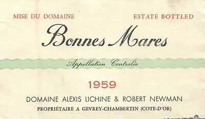 1950's-60's Bonnes Mares French Wine Label 1959 Vintage Original A355 • $11.97