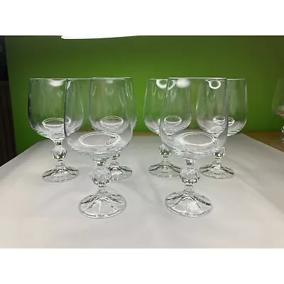 Vintage Bohemian Crystal Wine Glass Collection Of 6 With Gorgeous Design And Sph • $54