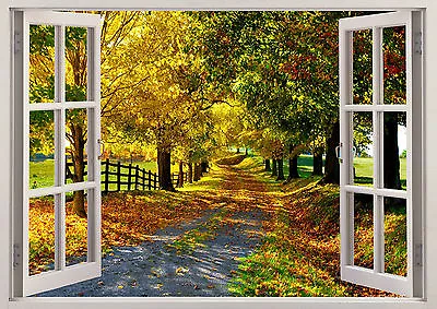 Beauty Nature Walk Way Leafs Trees 3D Scene Window Sticker Wall Poster Vinyl 360 • £16.49