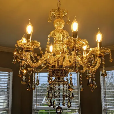 6-Lights Vintage Crystal Chandelier Light Indoor Ceiling Pendant Lamp Fixture • $149