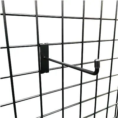 10x 8  Black Single Prong Hooks Grid Mesh Panel Display Retail Shop Accessories • £7.99