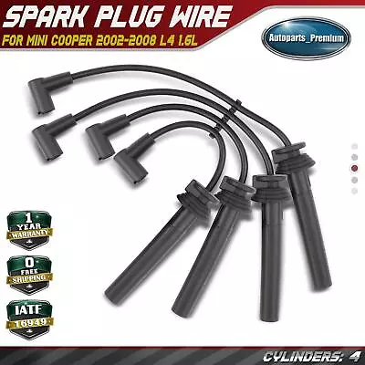 4pcs 7mm Spark Plug Wire Set For Mini Cooper 2002 2003 2004 2005-2008 L4 1.6L • $24.99