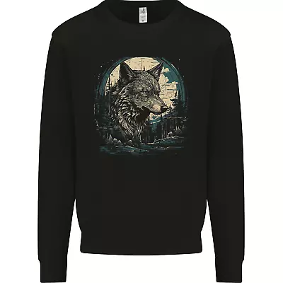 Tribal Wolf With The Moon Werewolf Lycan Mens Sweatshirt Jumper • $35.38