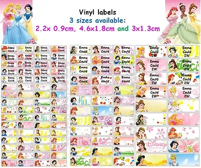 Disney Princess Vinyl Personalised Name Label Sticker School Book Girl Pencil • $3.99