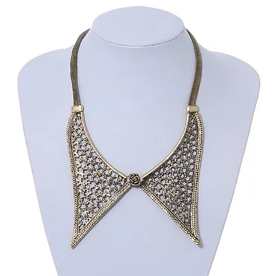 £20.70 • Buy Antique Gold Effect Tailored Collar Necklace On Flat Snake Chain - 42cm