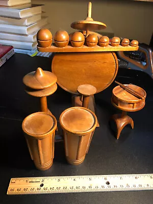 Vintage Set Of Miniature Wood Drums / Percussion Instruments • $145