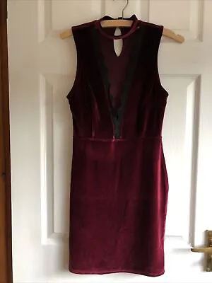 Ladies Velvet Dress Size 10 Plum Colour By Boohoo • $8.65