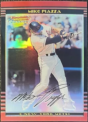 Mike Piazza 2002 Bowman Chrome Refractor #100 /500 #D 172/500 Mets • $15