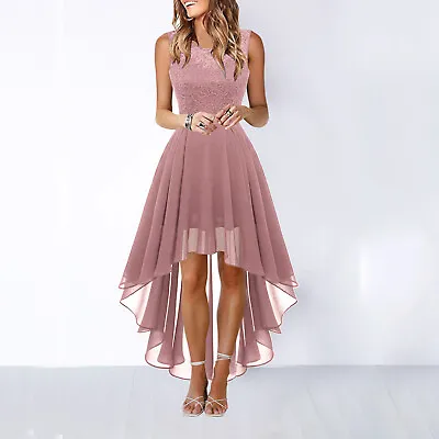 $43.79 • Buy Women's Lace Dress Bow Belt Elegant Irregular Wedding Guest Dresses Semi Formal