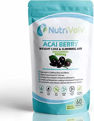 Acai Berry 3000Mg Weight Loss Supplements | Slimming Aid | Diet | Fat Burner | 6 • £14.12