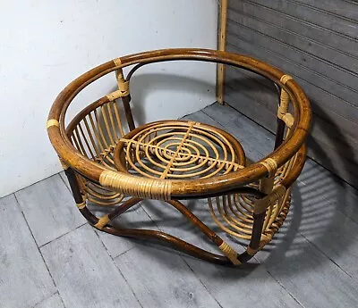 Vintage Mid Century Modern Bamboo Rattan Coffee Table Base Franco Albini Style • $450