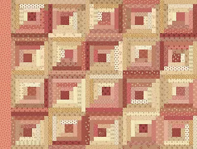 Log Cabin Cheater Quilt Block Fabric Pam's Cabin By Pam Buda Cotton Marcus Yard • $11.25