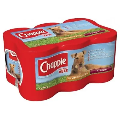 Chappie Adult Wet Dog Food Tins Favourites Original & Chicken & Rice 412g X 6 • £14.95