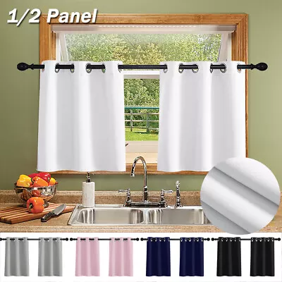 Blackout Curtains Small Short Half Window Curtain Drapes Panels Kitchen Decor • £9.47