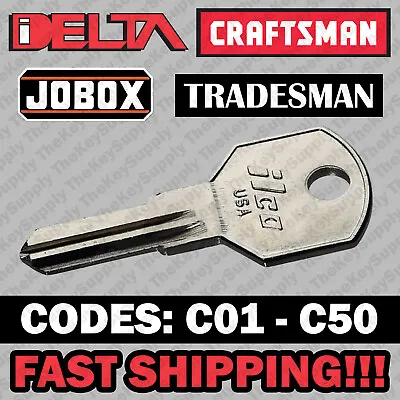 Delta Craftsman Tradesman Jobox Tool Box Replacement Key Cut To Code C01 - C50 • $9.95