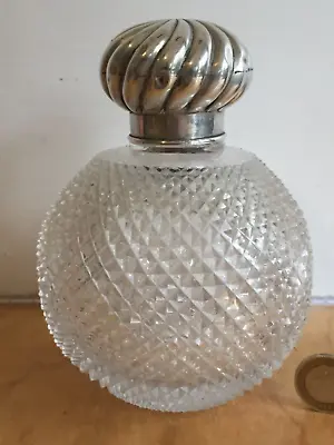 £60 • Buy Large Victorian Silver Cut Glass Scent Bottle