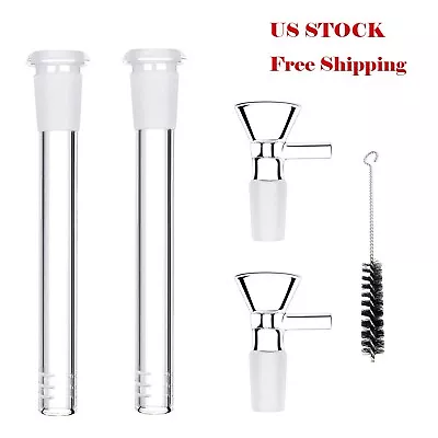 2PC 4.7 ''Glass Hookah Adapters Down Stem And 2PC 14mm Hookah Bowl Brushes Set • $12.87