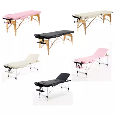 Portable Folding Massage Table Bed Salon Tattoo Therapy Couch 2/3 Sections NEW • £66.99