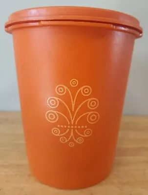 Vintage Tupperware Servalier Canister W/Lid Orange 6  Tall 4.5  Across #811-6 • $9.20