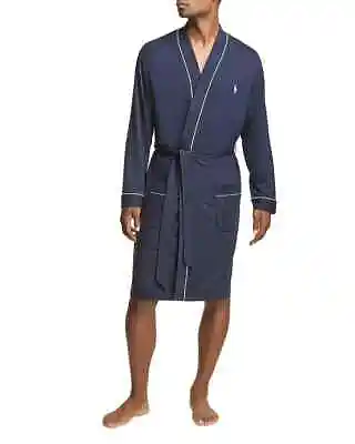 Polo Ralph Lauren Mens Basics Piped Terry Robe Navy Sz S/M • $55