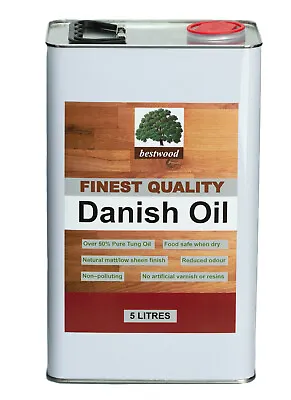 £67 • Buy Danish Oil, Bestwood, 10 LITRES (2X5 Litre Cans), 50% Tung Oil Express Delivery 