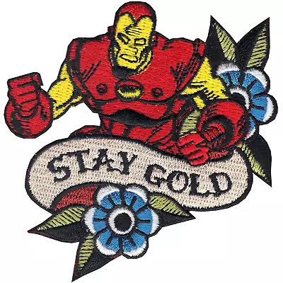 Official Marvel Comics Avengers Iron Man Retro Stay Gold Iron On Applique Patch • $13.99