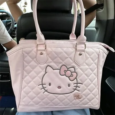 Hello Kitty Embroided Tote Bag Y2k Cute PU Leather Women's Large Capacity Bag • $32.99