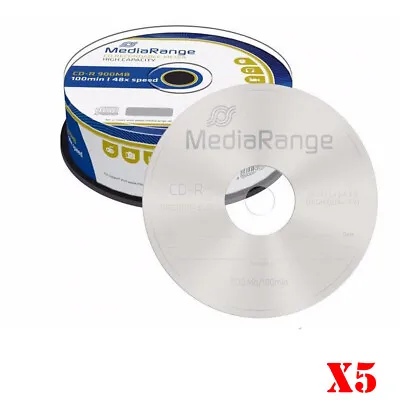 MediaRange Branded Blank CD R Discs 48x 900MB 100 Minutes CD-R MR222 - Pack Of 5 • £3.49