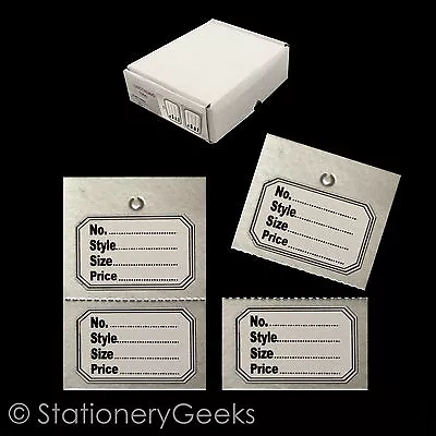 £5.22 • Buy 1000 Silver Clothes Garment Tickets Perforated Clothing Price Stock Tags Tagging