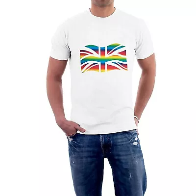 Union Jack T-shirt RAINBOW Flag Gay Pride Eurovision LGBTQ+ CHARITY Tee • £14.50