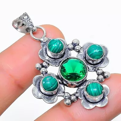 Malachite Diopside Gemstone Handmade 925 Sterling Silver Jewelry Pendant 1.85  • £4.84