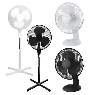 16 Inch Pedestal Fan With Adjustable Height 3 Speed Setting Electric Cooling Fan • £19.99