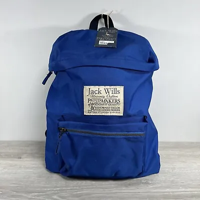 Jack Wills Ashdown Rucksack Blue Zip Pockets Adjustable Straps Backpack Bag • £24.99